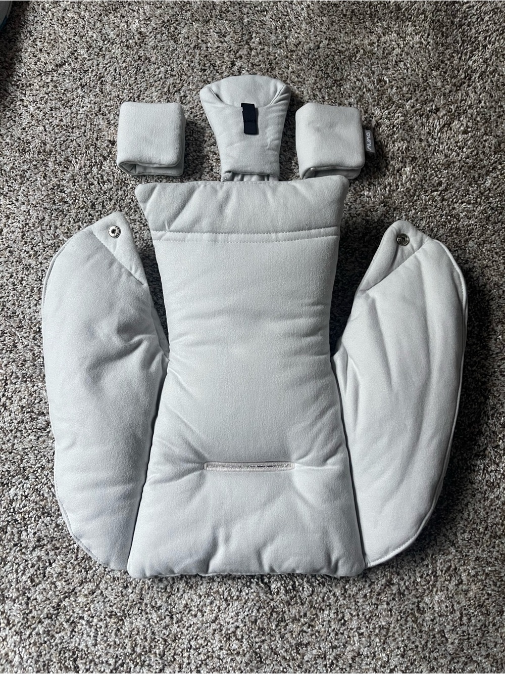 Nuna Gray Infant Car Seat Insert Seat Cushion Set w/ Head Support Pad